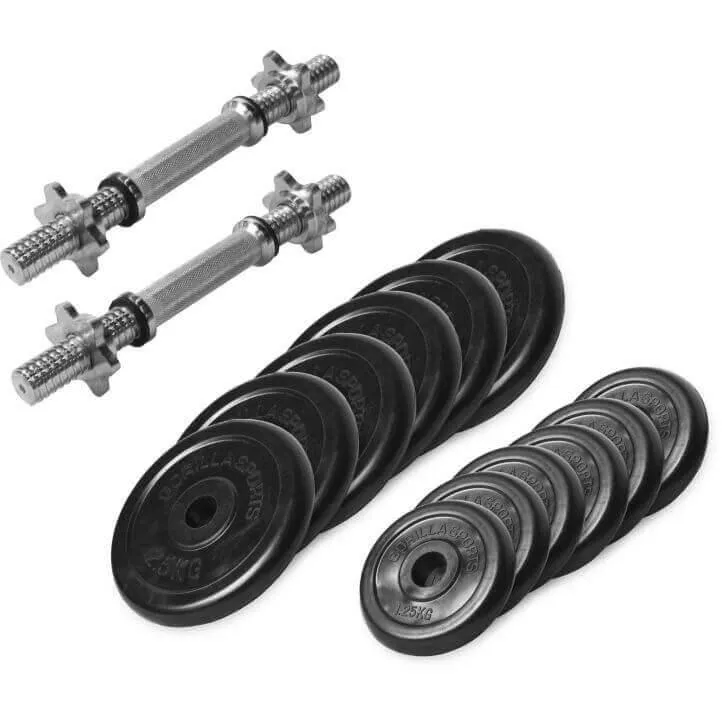 gorilla-sports-kurzhantel-set-gummi-27-5-kg-mit-sternverschl-ssen image 1