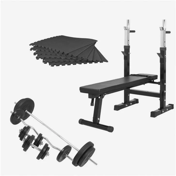 gorilla-sports-hantelbank-mit-ablage-komplettset-100-kg-klappbar image 1