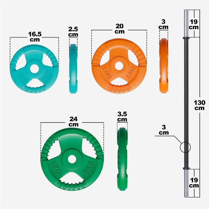 gorilla-sports-langhantel-set-aerobic-gummi-gripper-19-5-kg-130-cm image 3