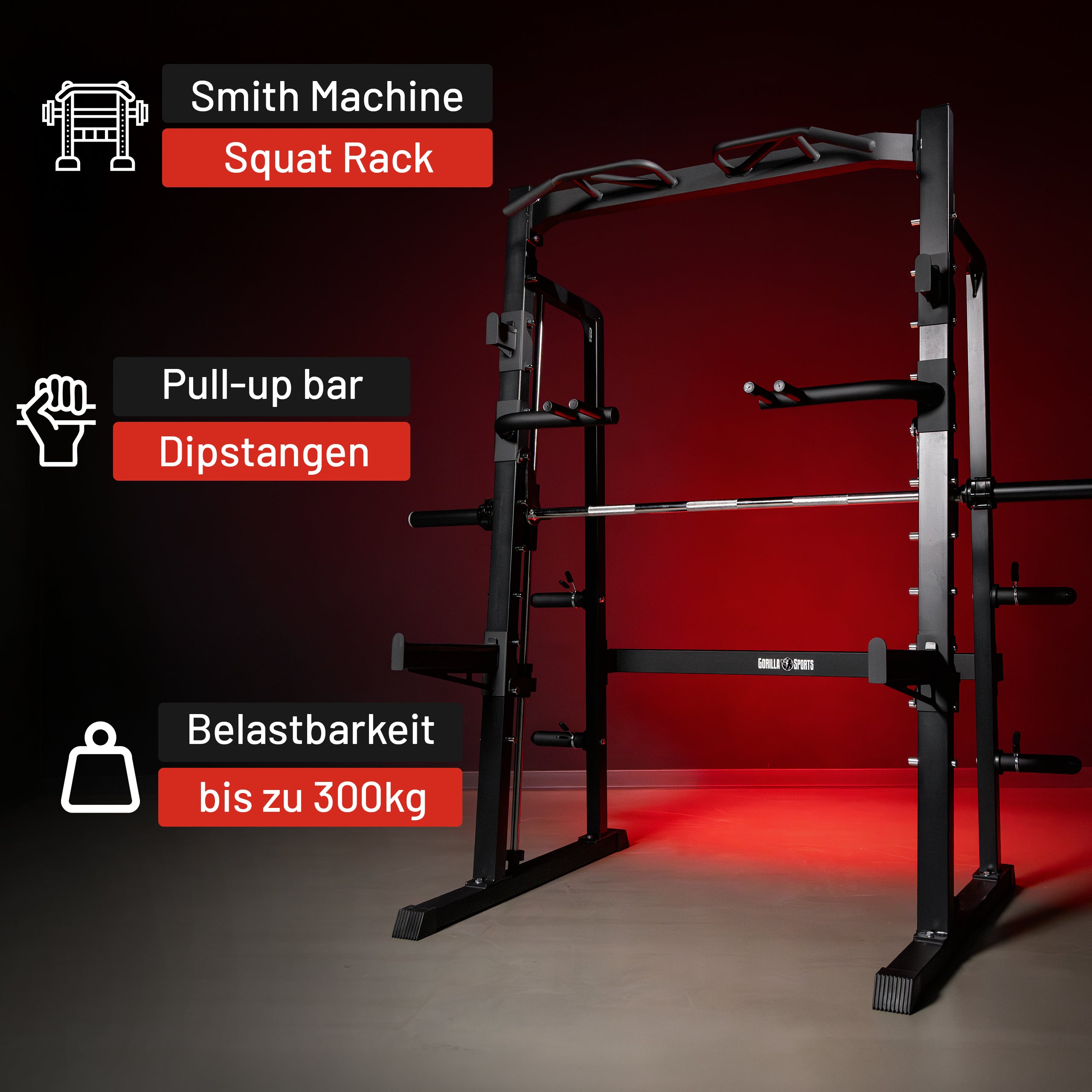 gorilla-sports-smith-machine-half-rack-squat-rack-300-kg image 3