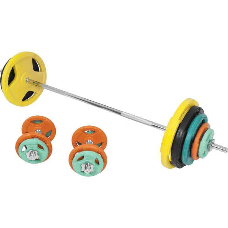 gorilla-sports-langhantel-set-gummi-gripper-100-kg-mit-verschl-ssen image 3