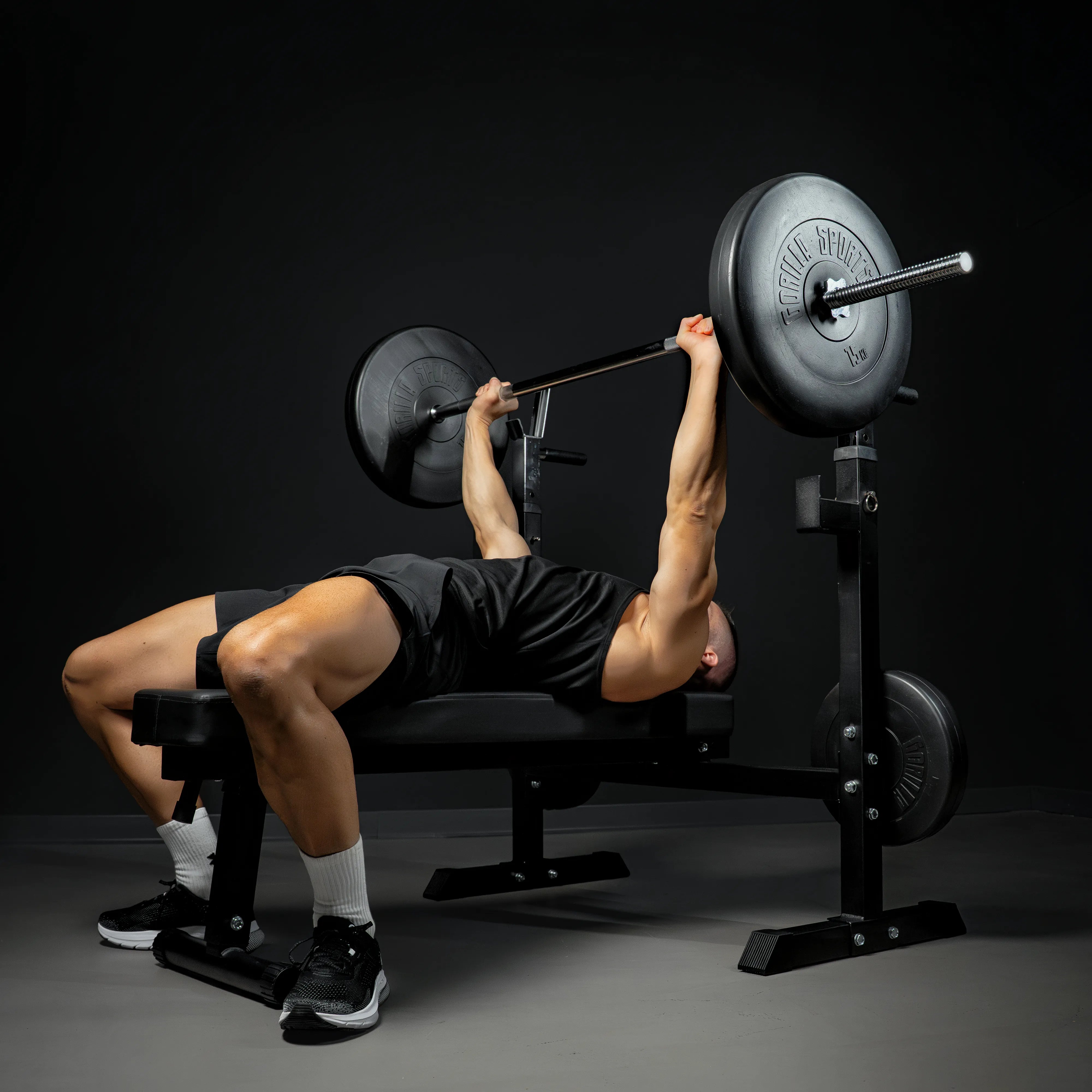 gorilla-sports-hantelbank-mit-ablage-breit-inkl-hantelset-40-70-100-kg image 2