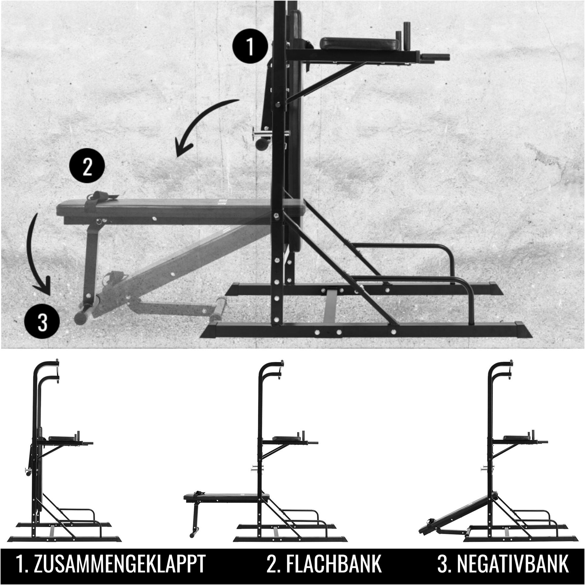 gorilla-sports-multistation-schwarz-dip-station-mit-klimmzugstange-und-hantelban image 6