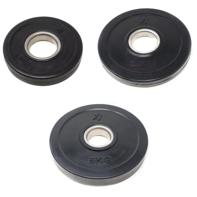 strength-shop-hantelscheiben-set-gummi-berzug-schwarz-2x5-kg-2x2-5-kg-2x1-25-kg image 1