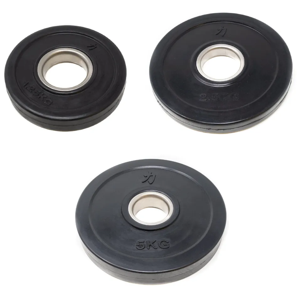 strength-shop-hantelscheiben-set-gummi-berzug-schwarz-2x5-kg-2x2-5-kg-2x1-25-kg image 1