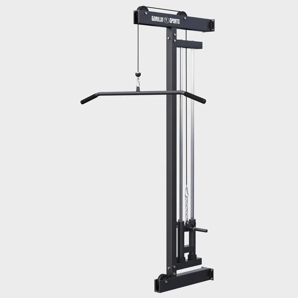 gorilla-sports-latzugturm-wandbefestigung-schwarz-kabelzug-bis-300-kg image 1
