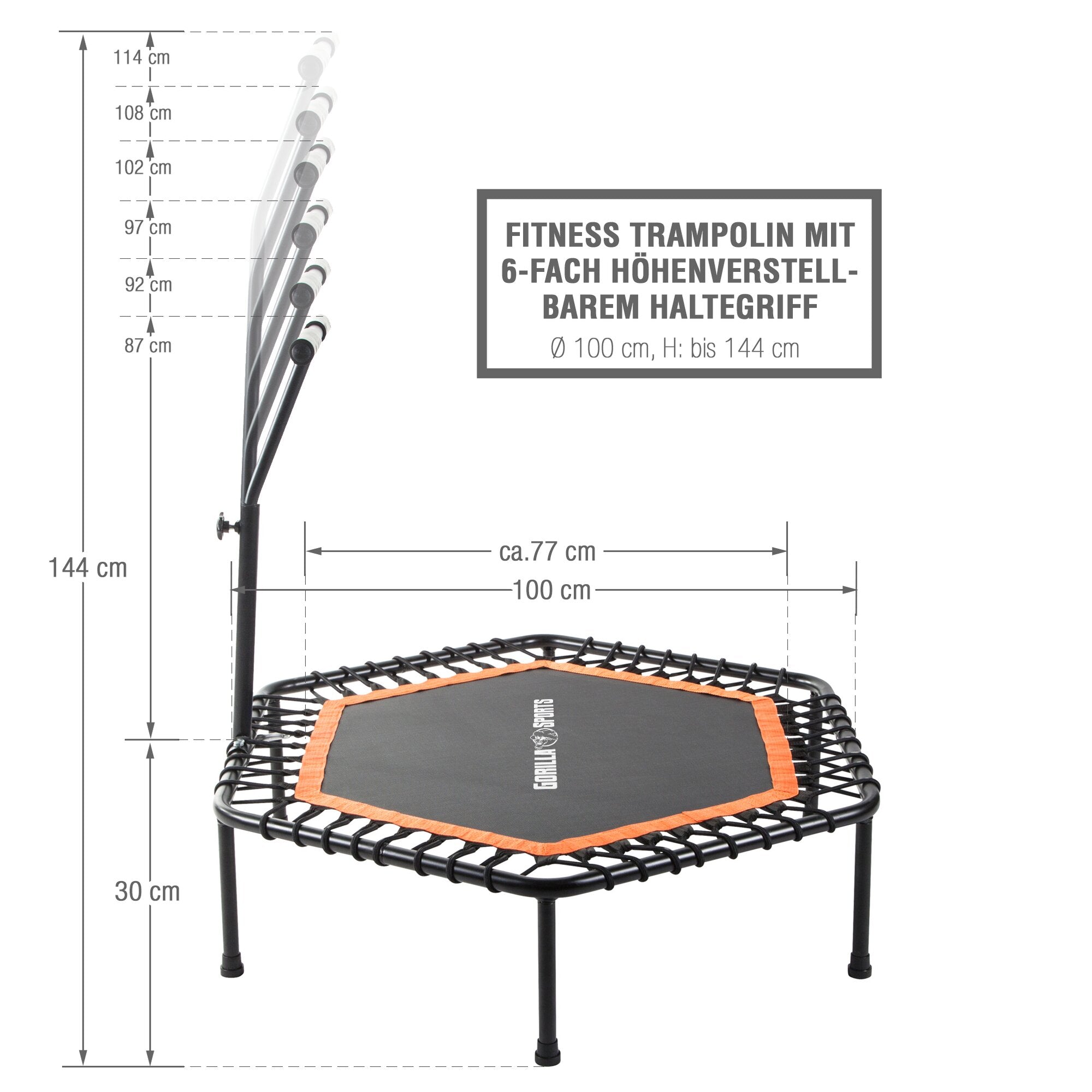 gorilla-sports-fitness-trampolin-mit-haltestange-sechseckig image 5