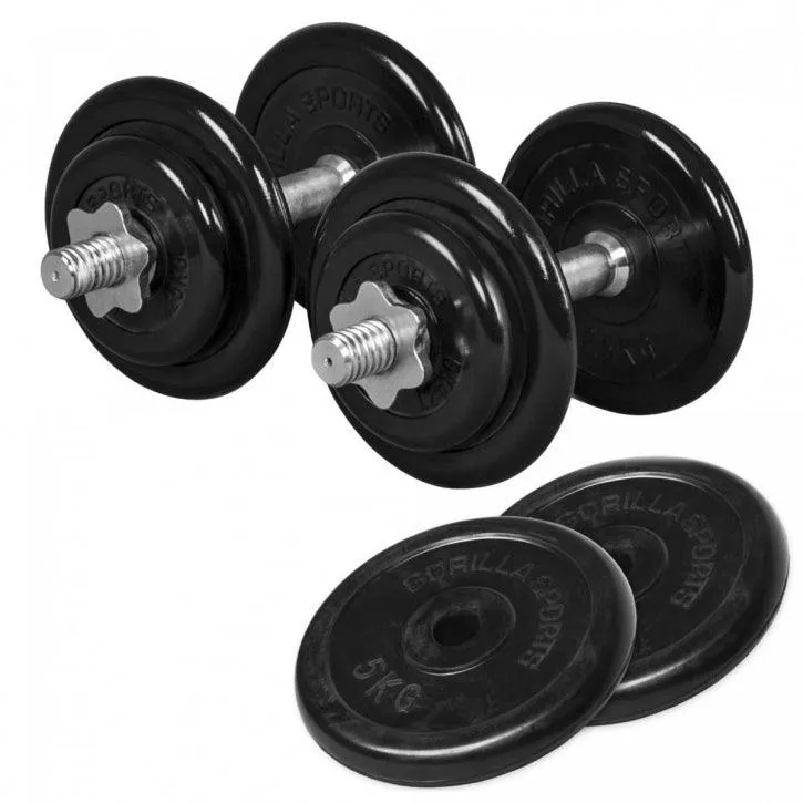 gorilla-sports-kurzhantel-set-gummi-30-kg-mit-sternverschl-ssen image 1
