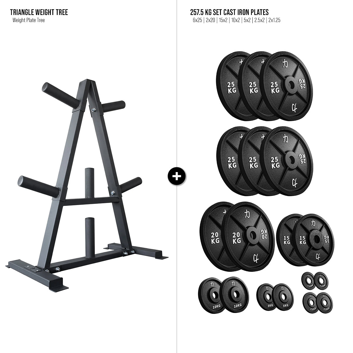 strength-shop-hantelscheiben-baum-set-dreieck-st-nder-riot-gusseisen-scheiben image 2