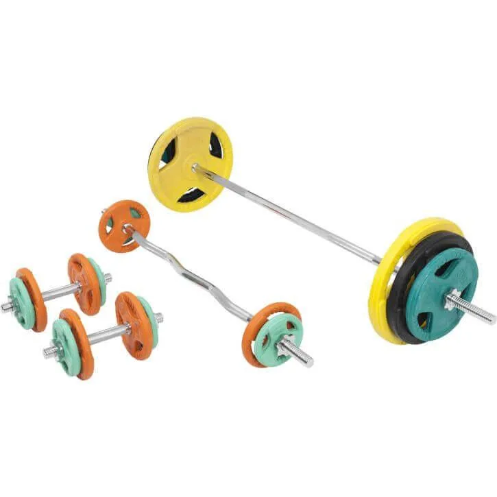 gorilla-sports-langhantel-set-gummi-gripper-108-kg-mit-verschl-ssen image 1