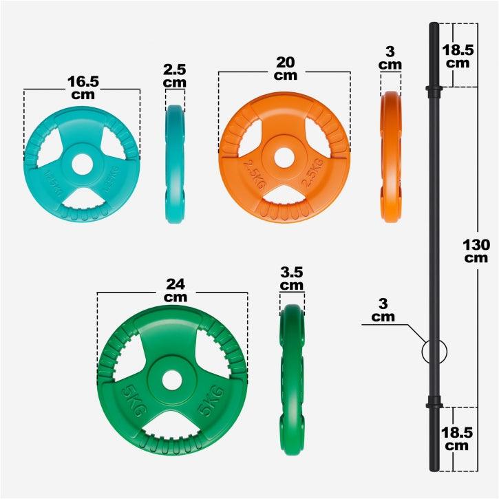 gorilla-sports-langhantel-set-aerobic-gummi-gripper-19-5-kg-130-cm image 4