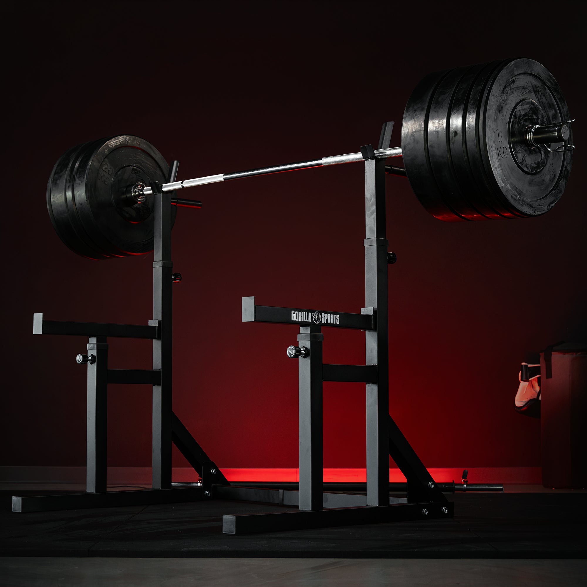 gorilla-sports-squat-rack-verstellbar-olympia-bumper-plate-langhantel-set-170-kg image 4