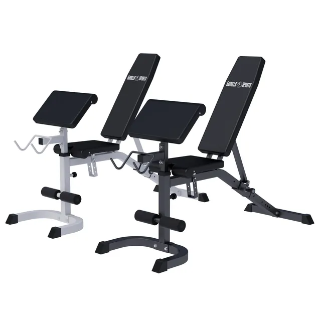 gorilla-sports-schr-gbank-verstellbar-wei-schwarz-inkl-curltisch image 1