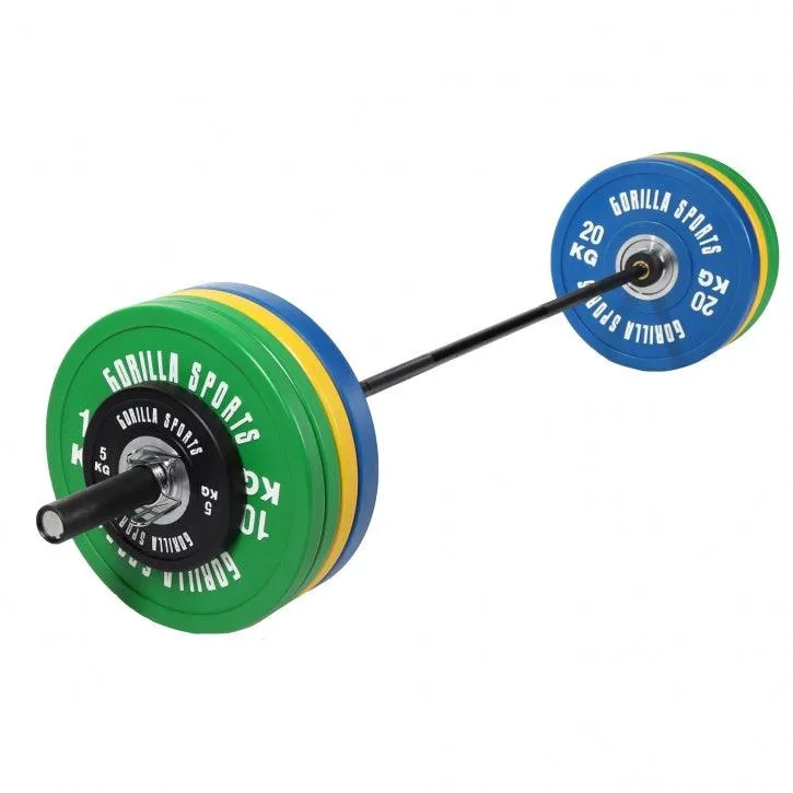 gorilla-sports-langhantel-set-olympia-bumper-plates-pro-140-kg image 1