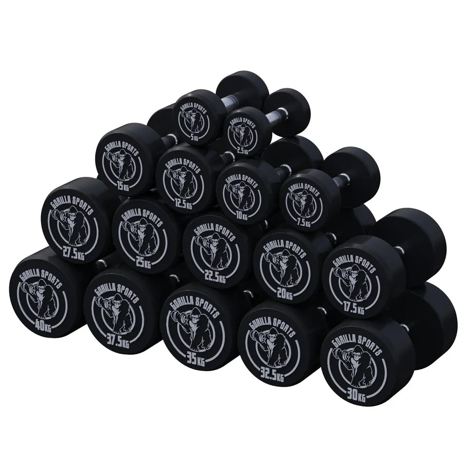 gorilla-sports-kurzhantel-gummi-2-5-40-kg-rundhantel-gusseisen image 1