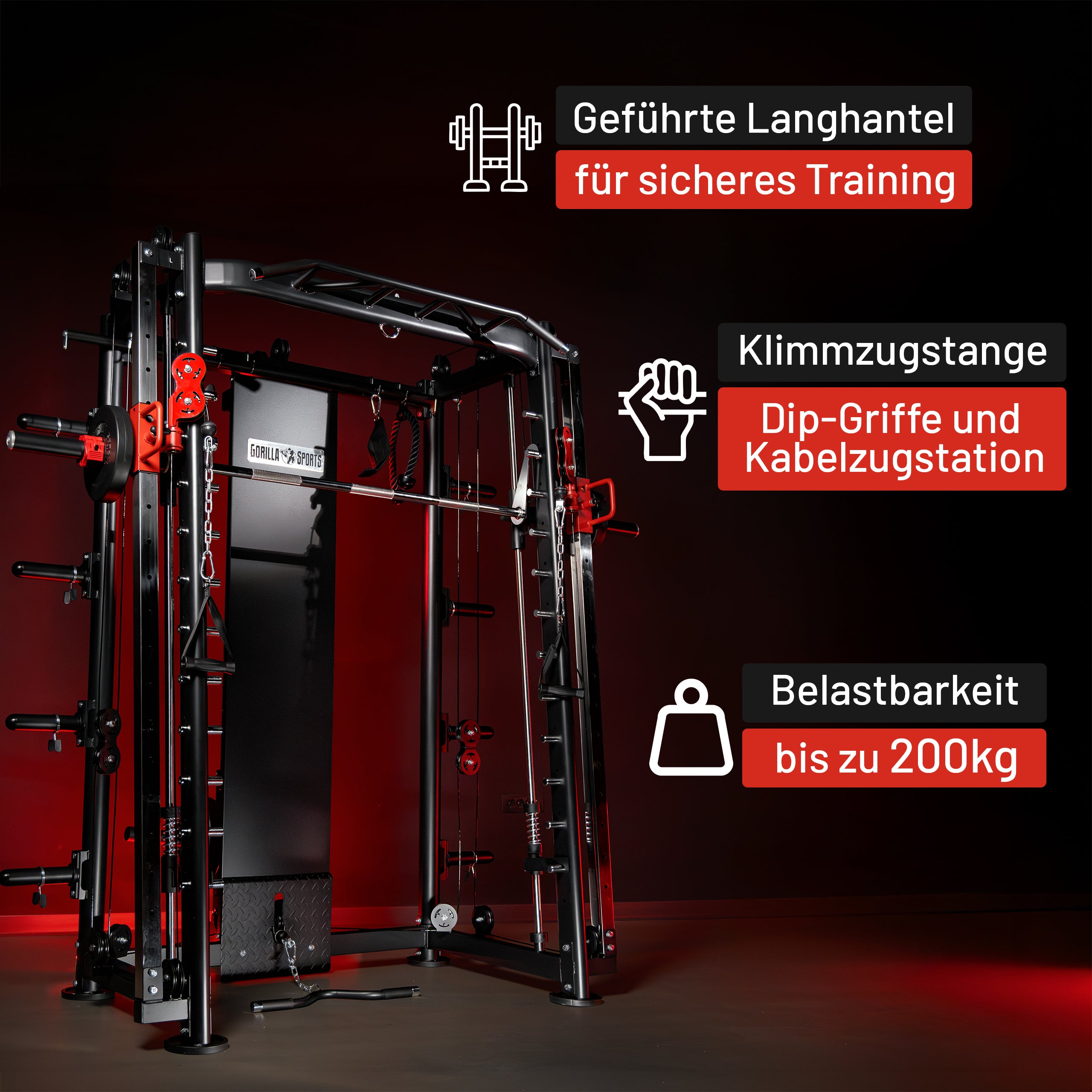 gorilla-sports-smith-machine-multipresse-mit-klimmzugstange-dipgriffen-und-kabel image 2