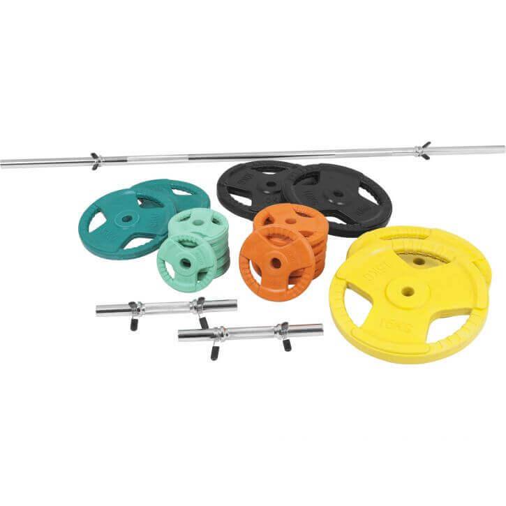 gorilla-sports-langhantel-set-gummi-gripper-100-kg-mit-verschl-ssen image 2