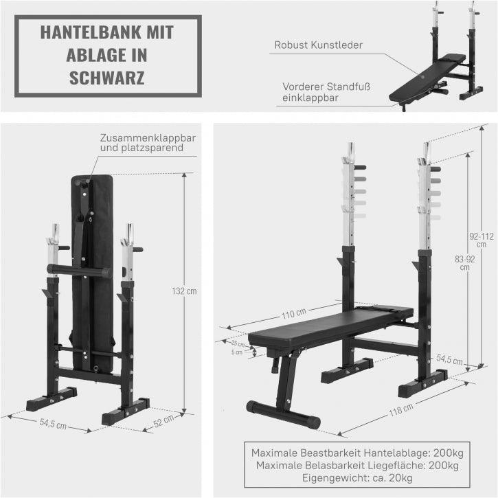 gorilla-sports-hantelbank-mit-ablage-komplettset-100-kg-klappbar image 4
