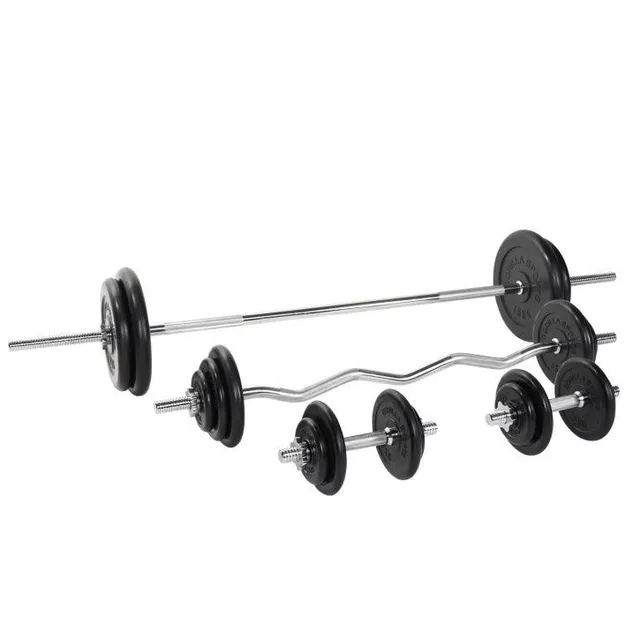gorilla-sports-langhantel-set-gummi-108-kg-mit-sternverschl-ssen image 1