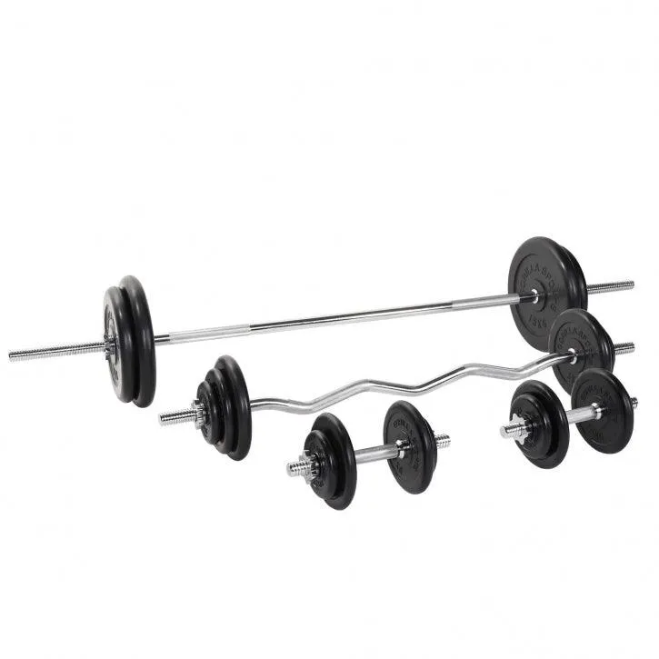 gorilla-sports-langhantel-set-gummi-108-kg-mit-sternverschl-ssen image 1
