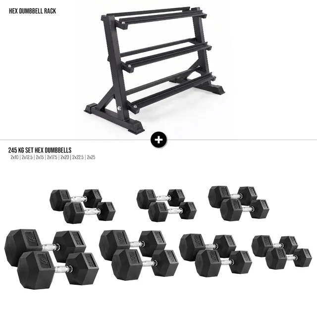 strength-shop-hex-kurzhantel-set-mit-rack-7-paare-gummiert-10-35-kg image 1