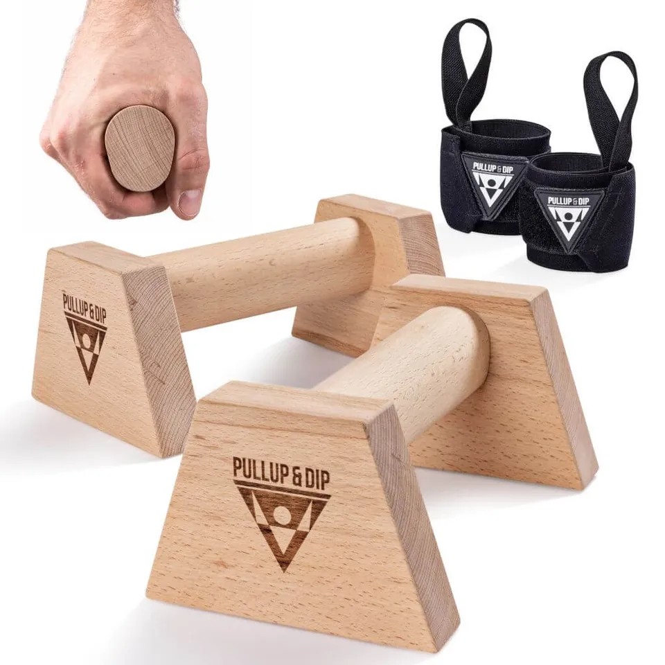 pullup-dip-holz-liegest-tzgriffe-inkl-wrist-wraps image 1