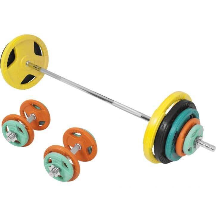 gorilla-sports-langhantel-set-gummi-gripper-100-kg-mit-verschl-ssen image 4
