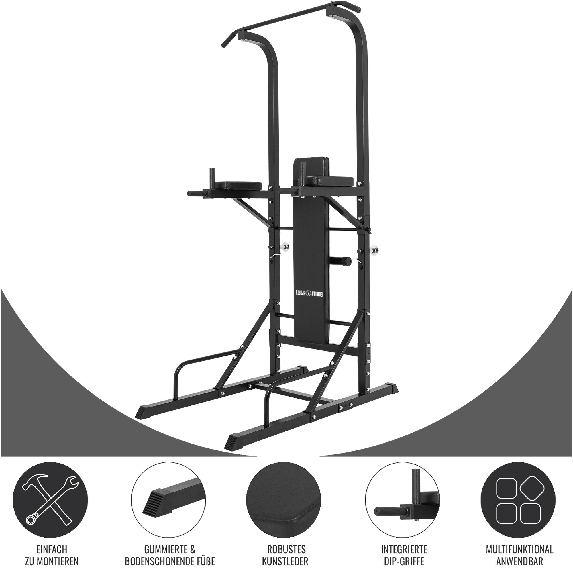 gorilla-sports-multistation-schwarz-dip-station-mit-klimmzugstange-und-hantelban image 3