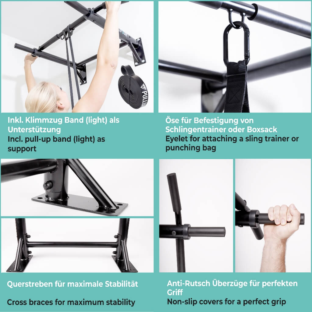 pullup-dip-klimmzugstange-wand-inkl-klimmzug-band-b-ware-2-wahl image 8