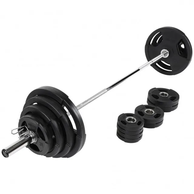 gorilla-sports-langhantel-set-olympia-kunststoff-gripper-130-kg-218-cm image 1