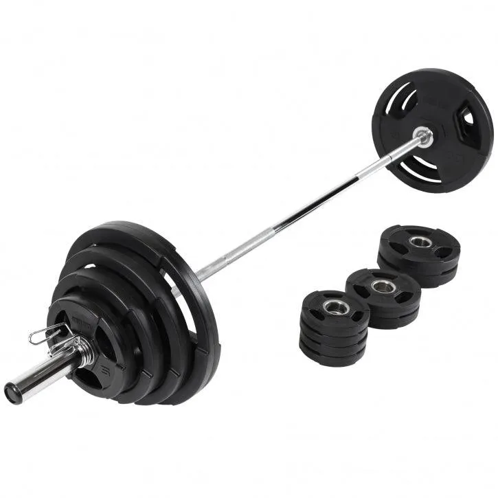 gorilla-sports-langhantel-set-olympia-kunststoff-gripper-130-kg-218-cm image 1