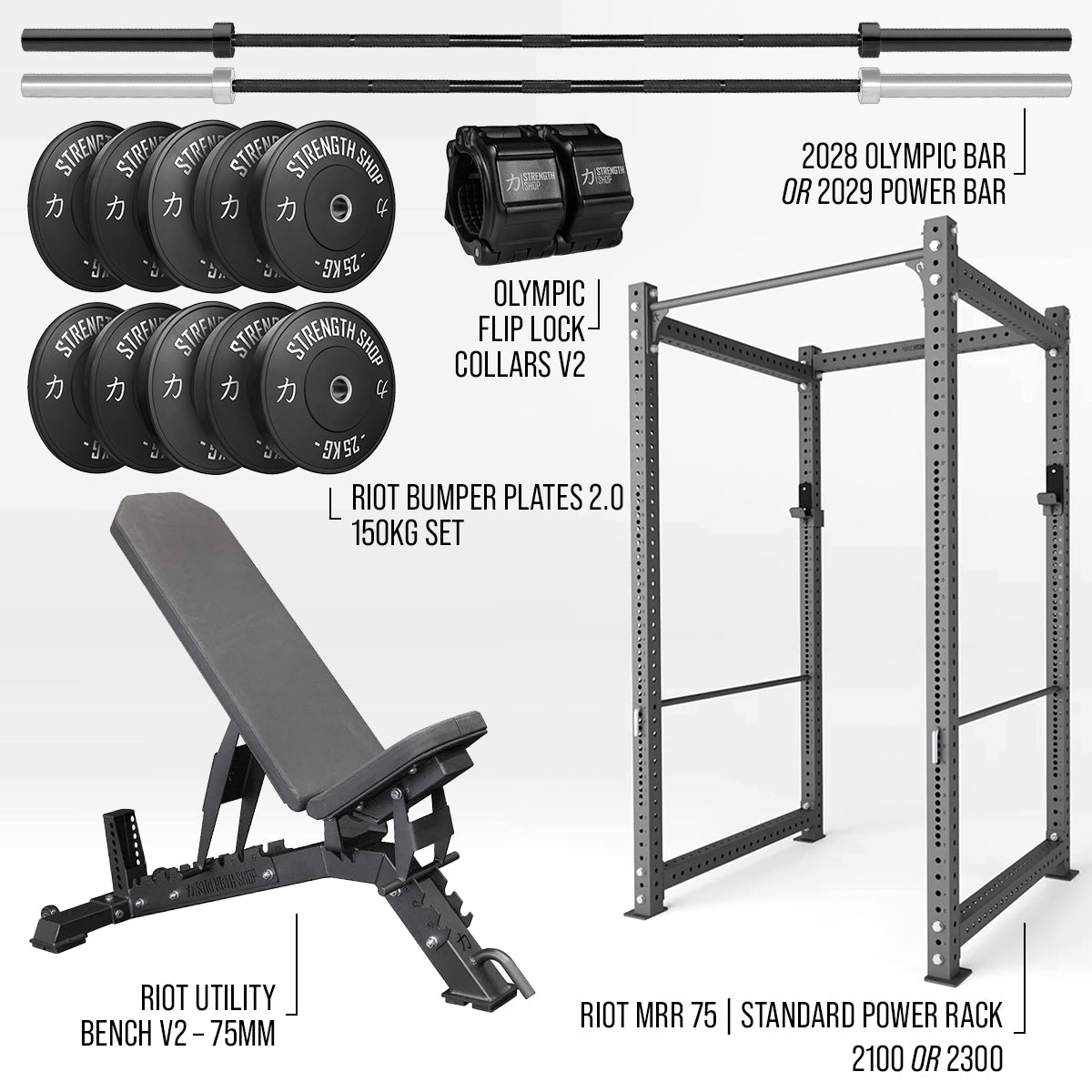 strength-shop-heavy-duty-home-gym-bundle-mit-riot-mrr-rack image 2