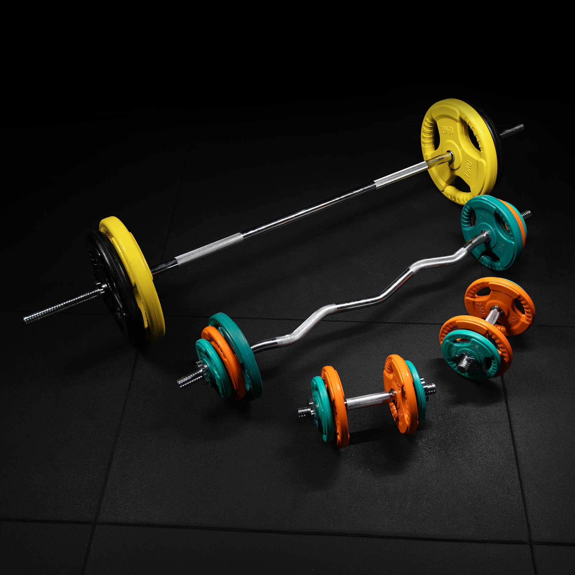 gorilla-sports-langhantel-set-gummi-gripper-108-kg-mit-verschl-ssen image 3