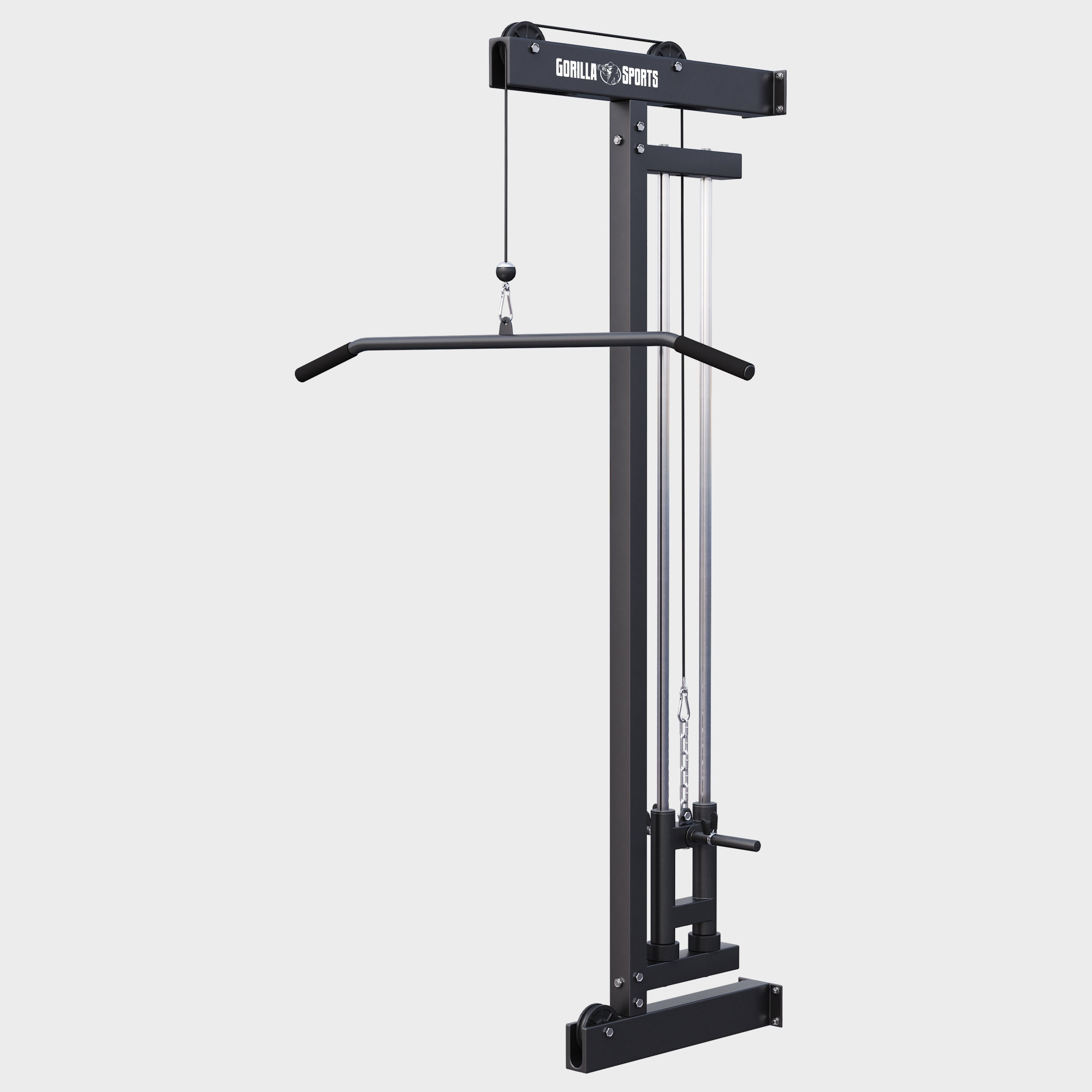 gorilla-sports-latzugturm-wandbefestigung-schwarz-kabelzug-bis-300-kg image 1