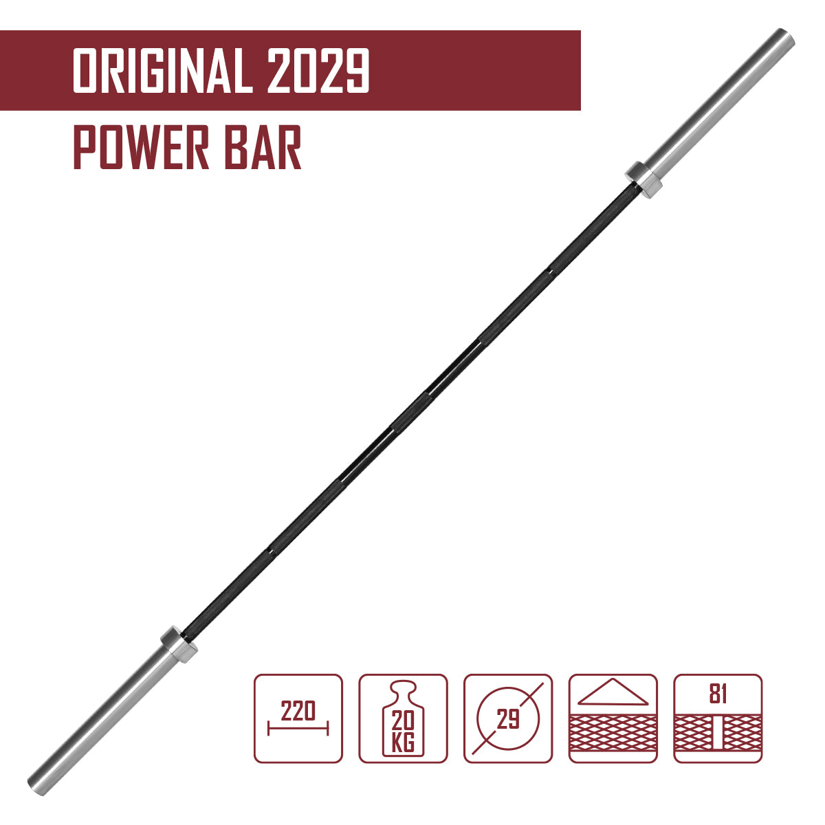 strength-shop-original-2029-power-bar-langhantel-black-shaft-chrome-sleeves image 2