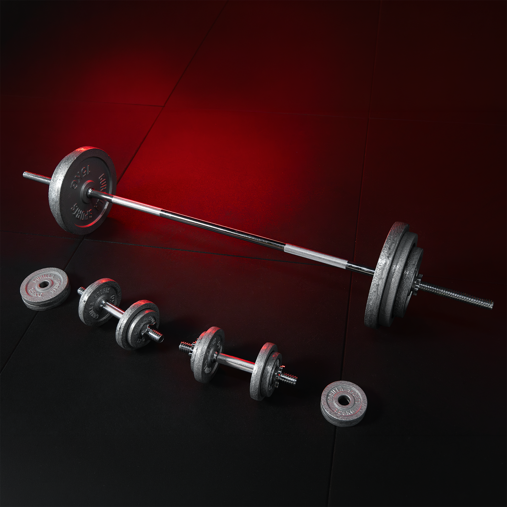 gorilla-sports-langhantel-set-gusseisen-gripper-100-kg-mit-stange image 3