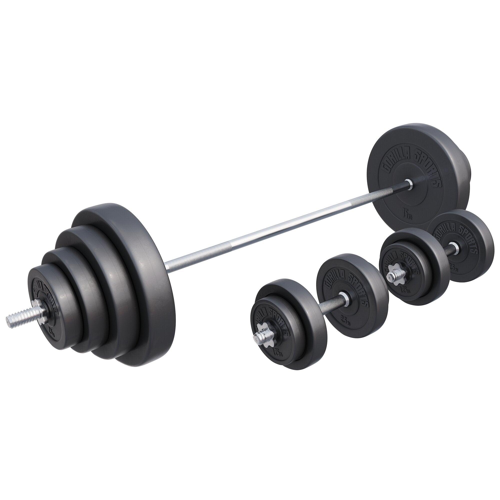 gorilla-sports-langhantel-set-kunststoff-60-130-kg-mit-sternverschl-ssen image 1