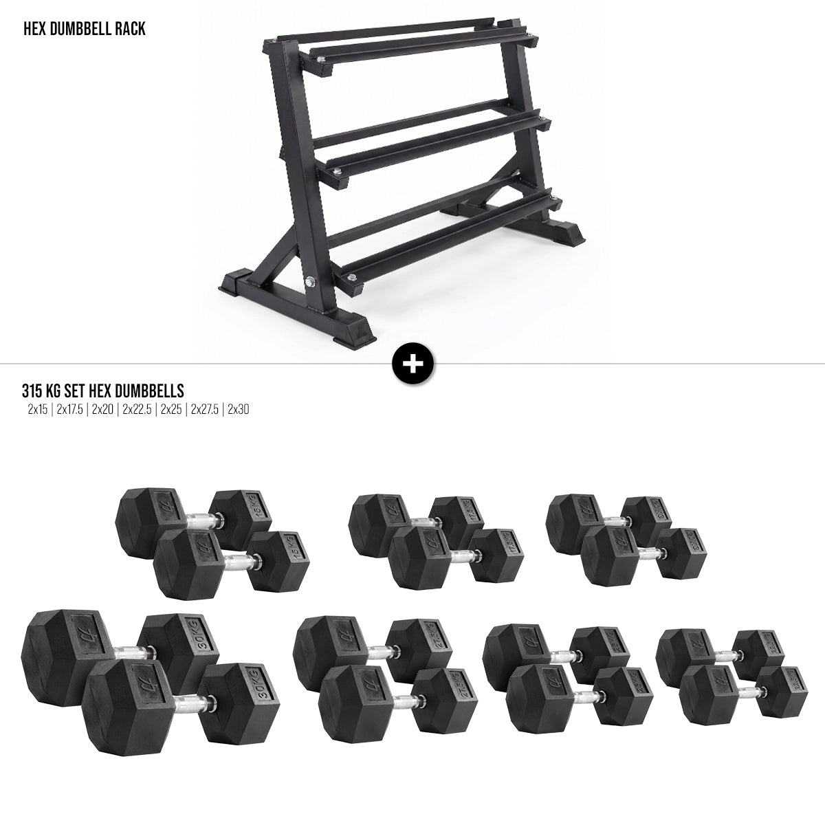 strength-shop-hex-kurzhantel-set-mit-rack-7-paare-gummiert-10-35-kg image 2