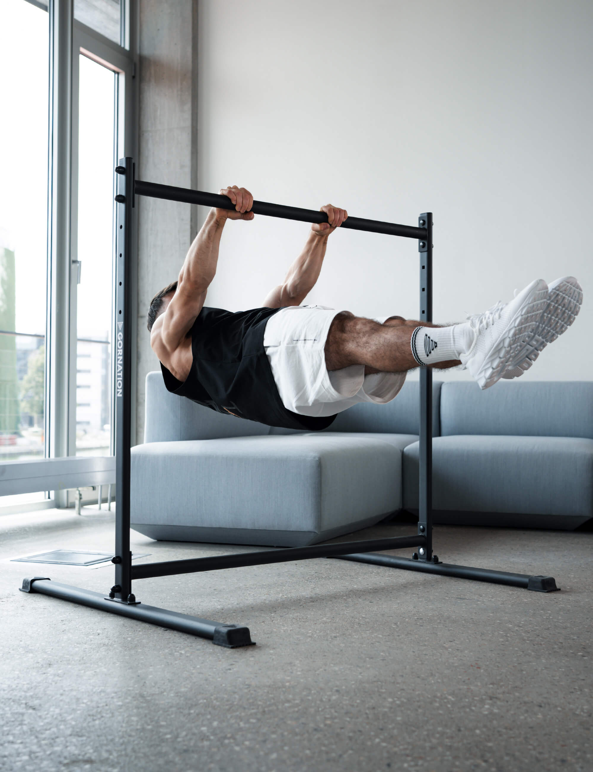gornation-static-bar-h-henverstellbare-dip-statik-stange-mit-doppel-querstange image 7