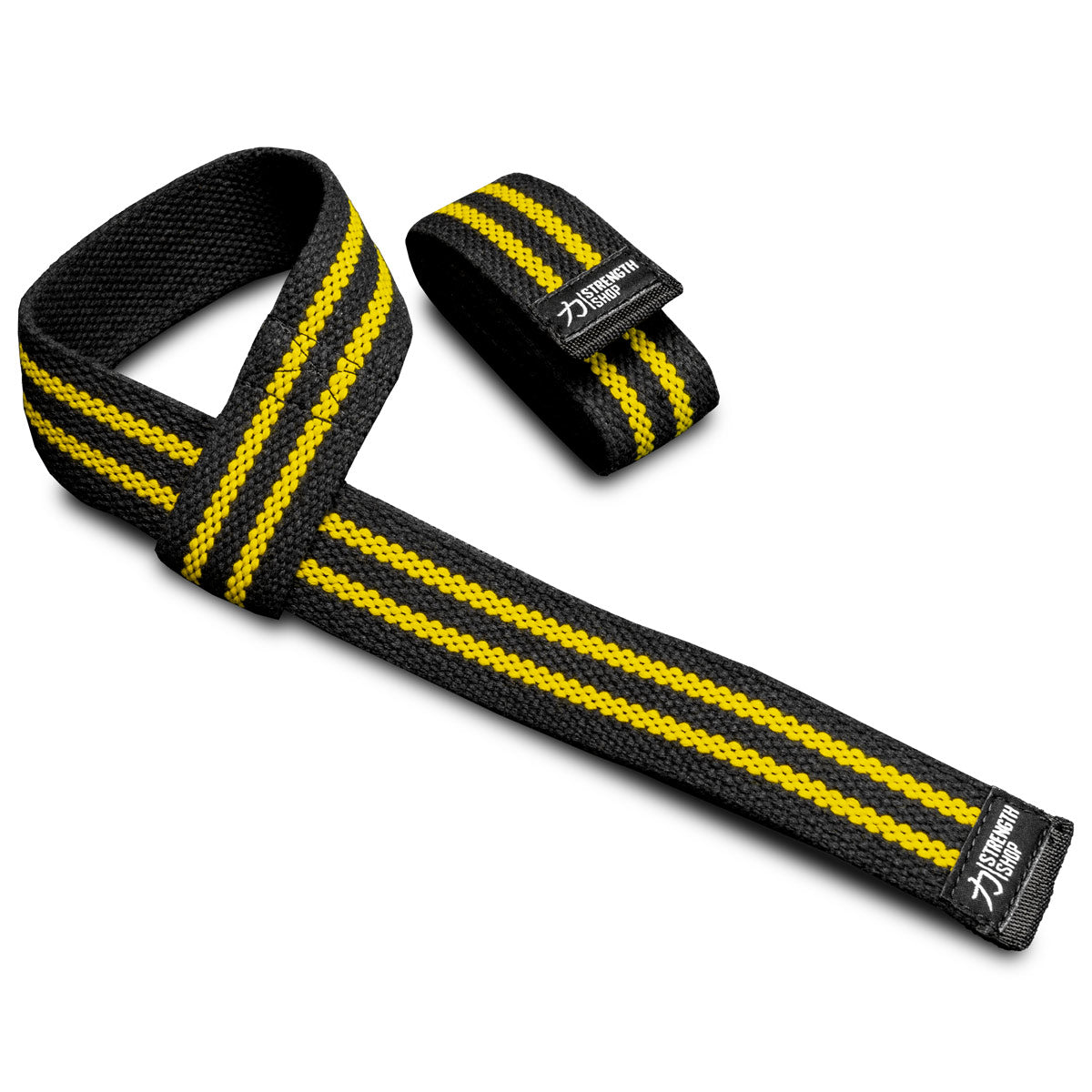 strength-shop-zughilfen-extra-lang-1-paar-baumwoll-straps-schwarz-gelb image 1