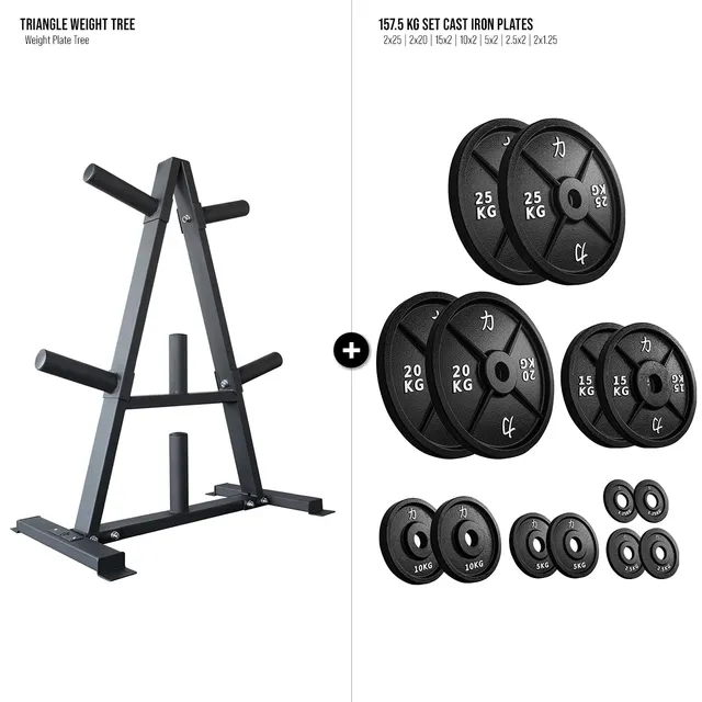 strength-shop-hantelscheiben-baum-set-dreieck-st-nder-riot-gusseisen-scheiben image 1