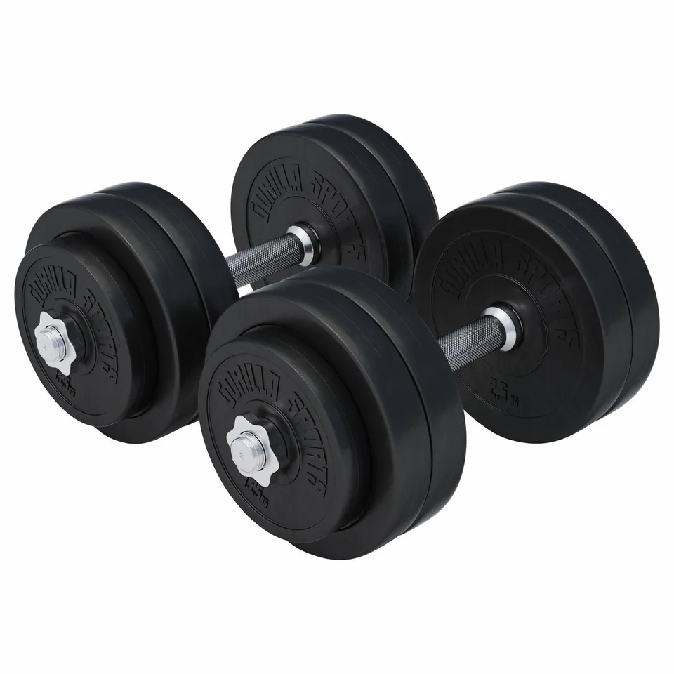 gorilla-sports-kurzhantel-set-kunststoff-20-kg-30-kg-mit-sternverschl-ssen image 1