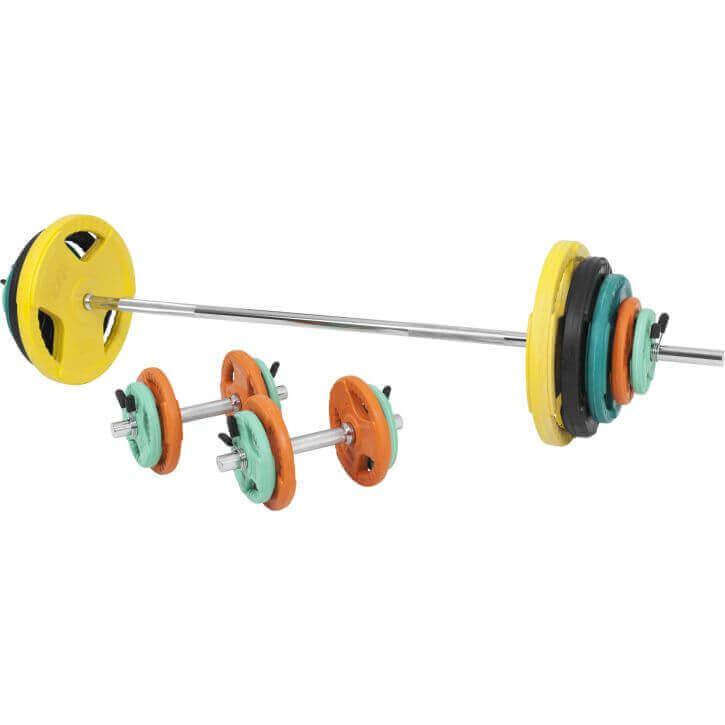 gorilla-sports-langhantel-set-gummi-gripper-100-kg-mit-verschl-ssen image 1